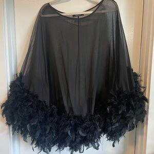 Black sheer feather cape